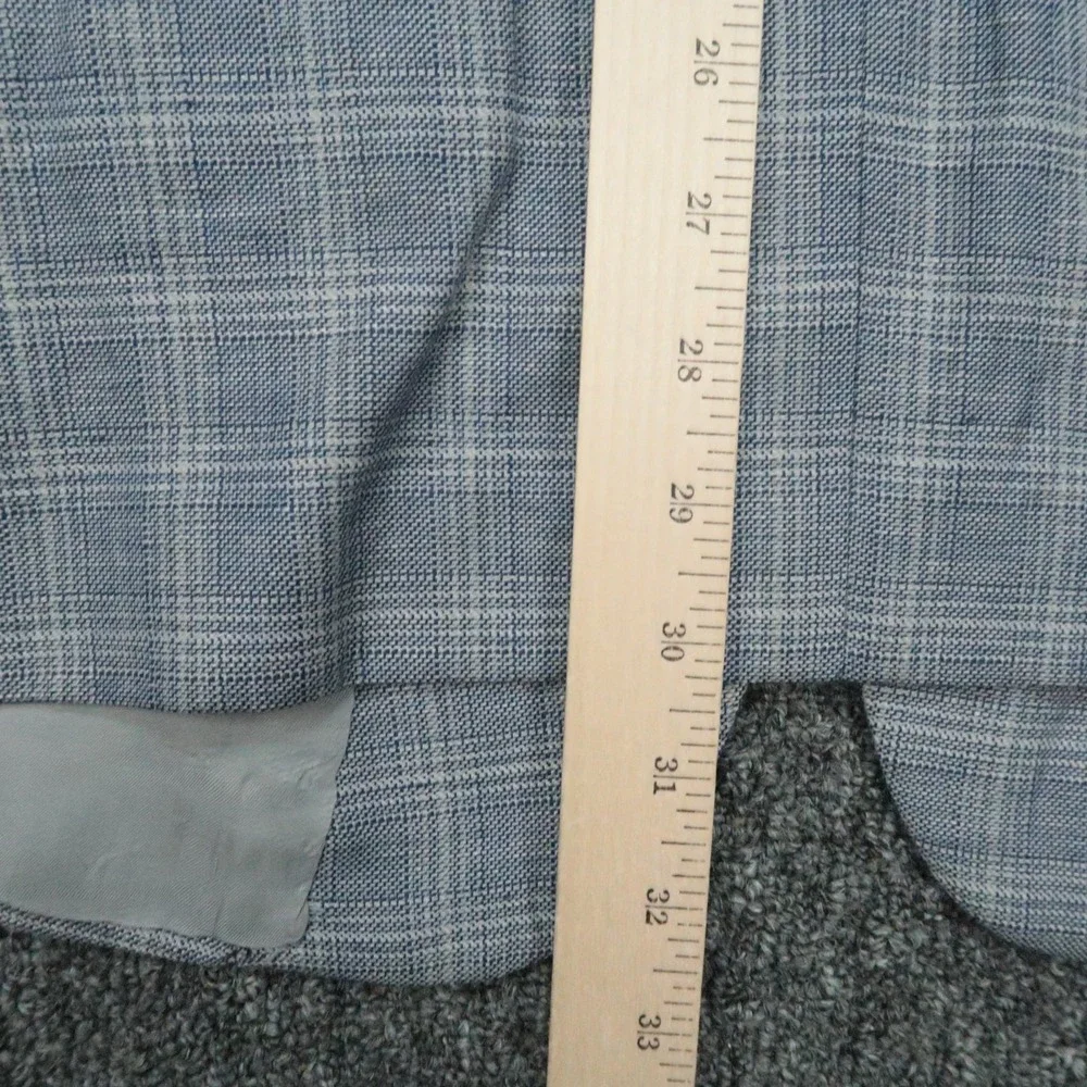 Brooks Brothers Blazer Mens 48R Blue Plaid Regent Fit Wool Linen Sport‎ Coat